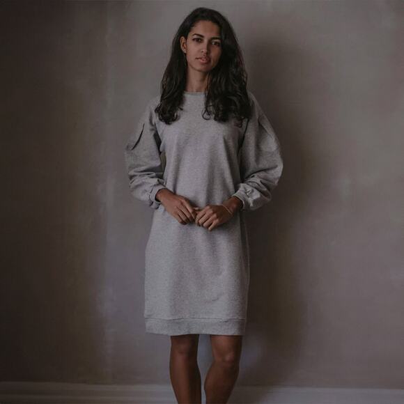 The Women's Oversized Sweater Dress - Gray Melange - Picture 1 of 2